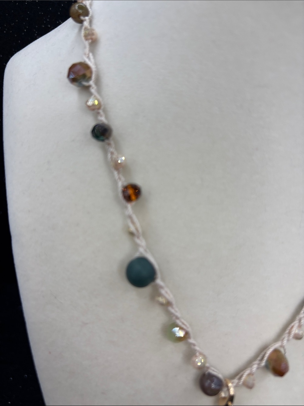 Earthy Beaded Crochet Necklace - Picture 4 of 6